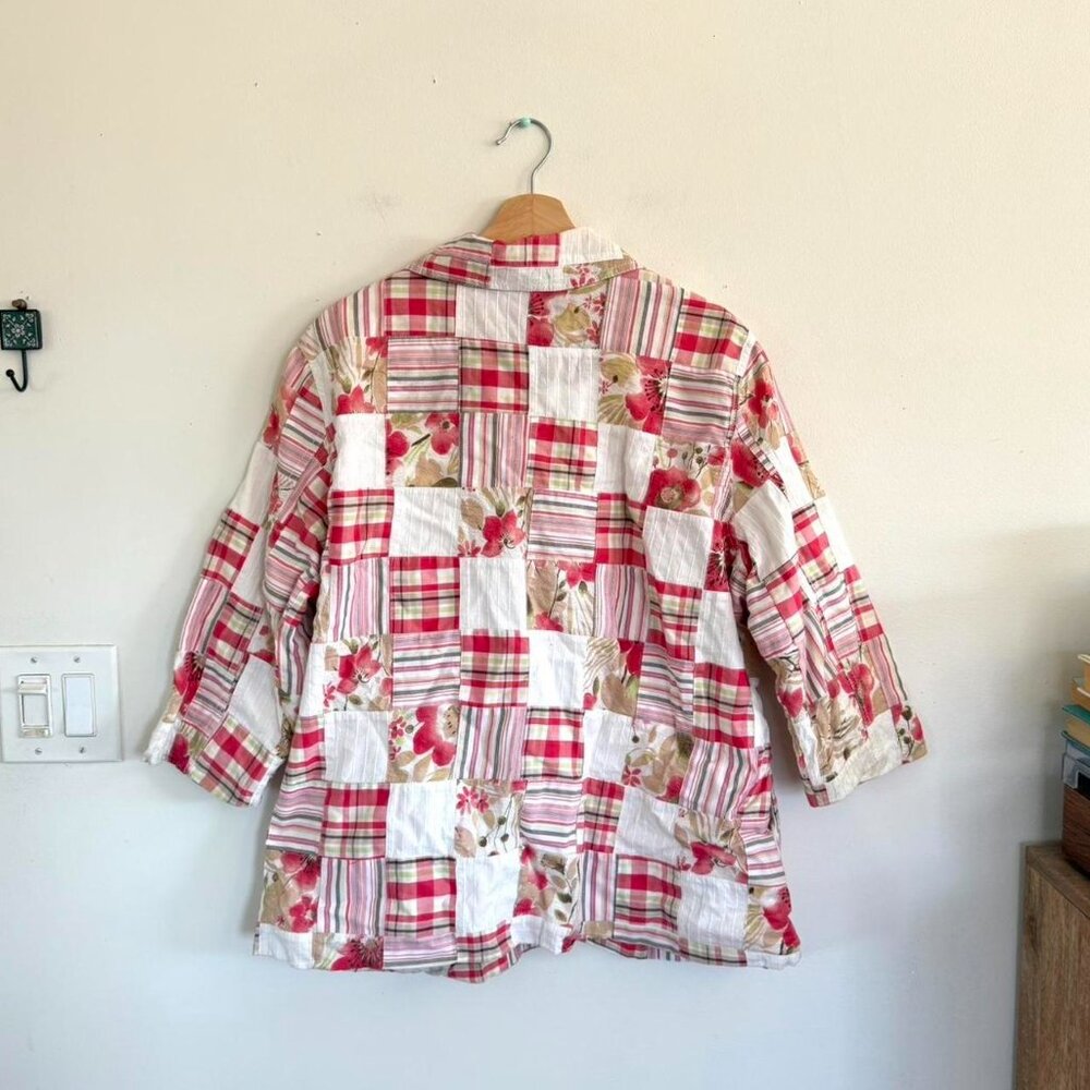 Koret Patchwork Pink Button Up Shirt Jacket Picni… - image 6